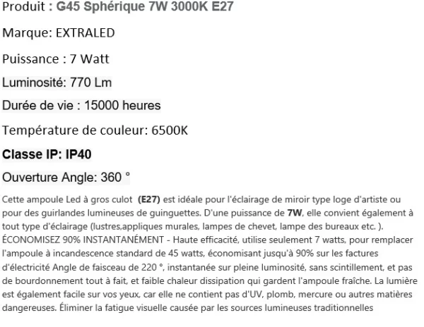 G45 7W 3000K – Image 4