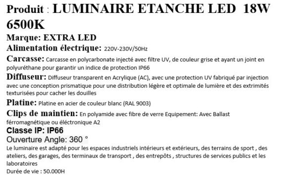 luminaire etanche + ruban led 18W 3500W – Image 9